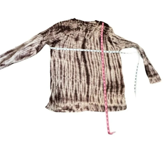Tie dye top gauzy material measures L/XL Reddish Brown & Tan EUC - Picture 3 of 5